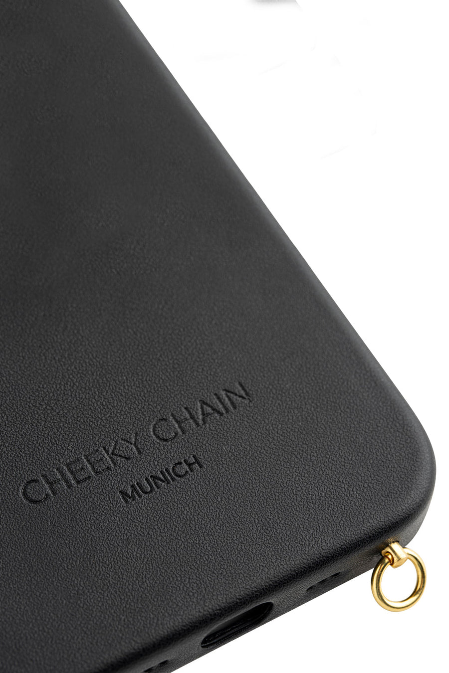 Mobile phone case Black Vegan Leather with embossing