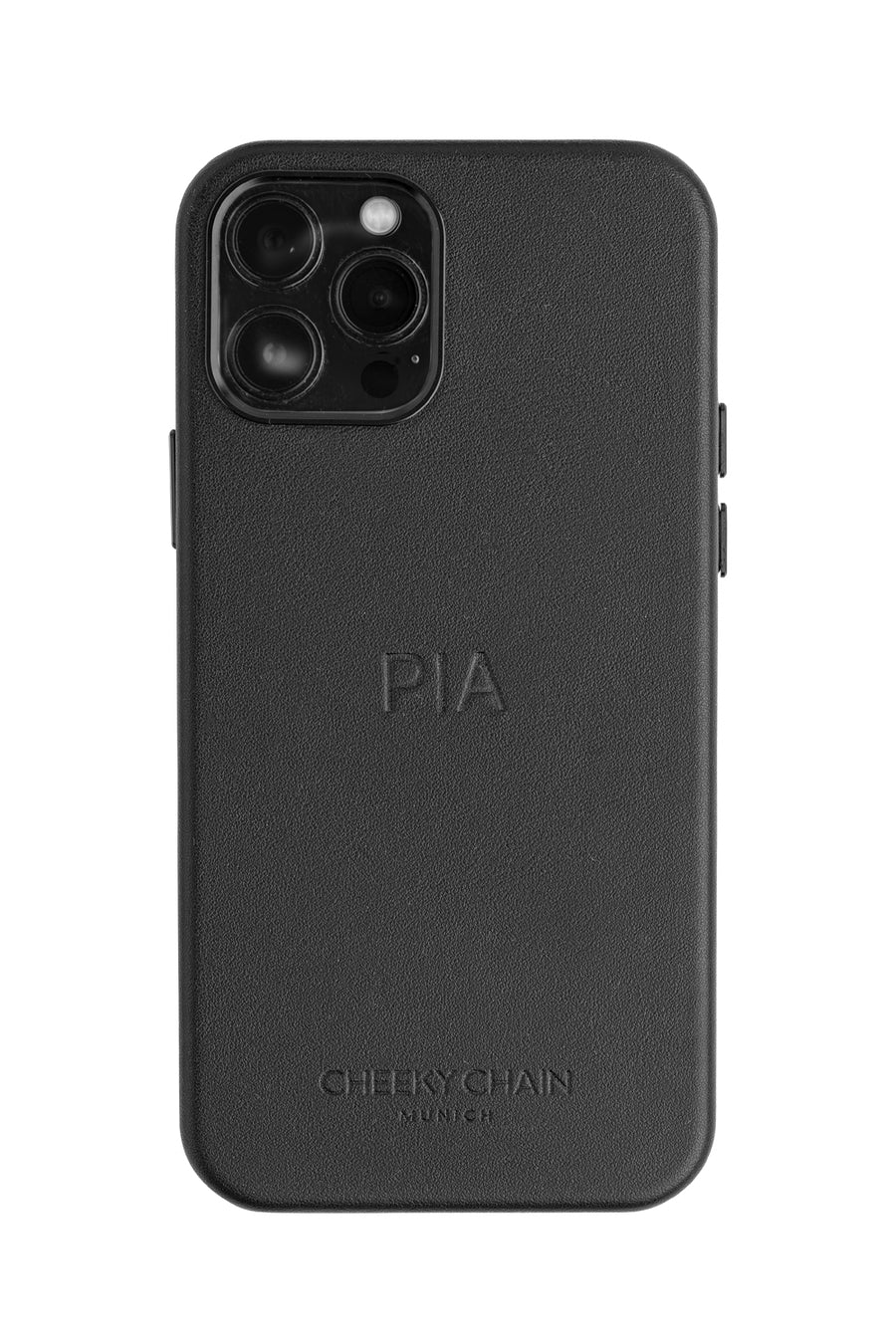 Mobile phone case Black Vegan Leather with embossing