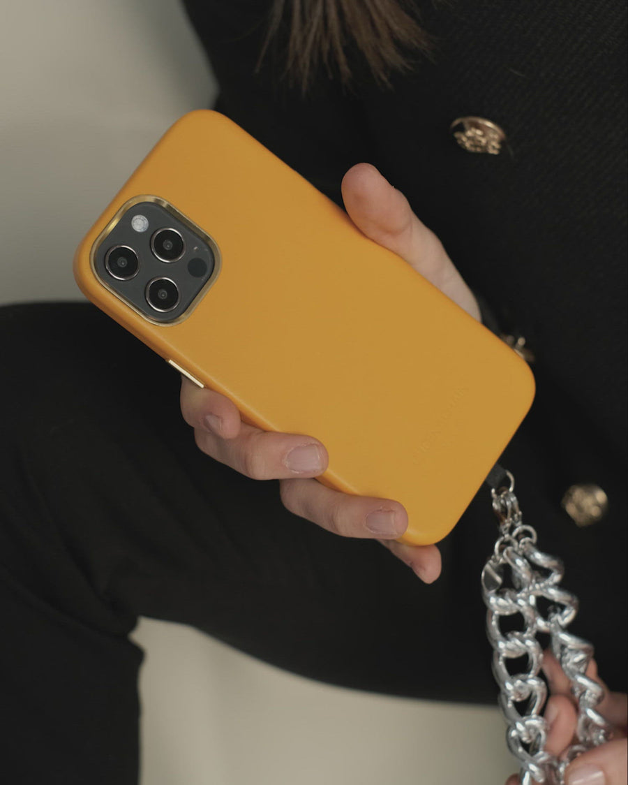 Mobile Phone Case Orange Vegan Leather
