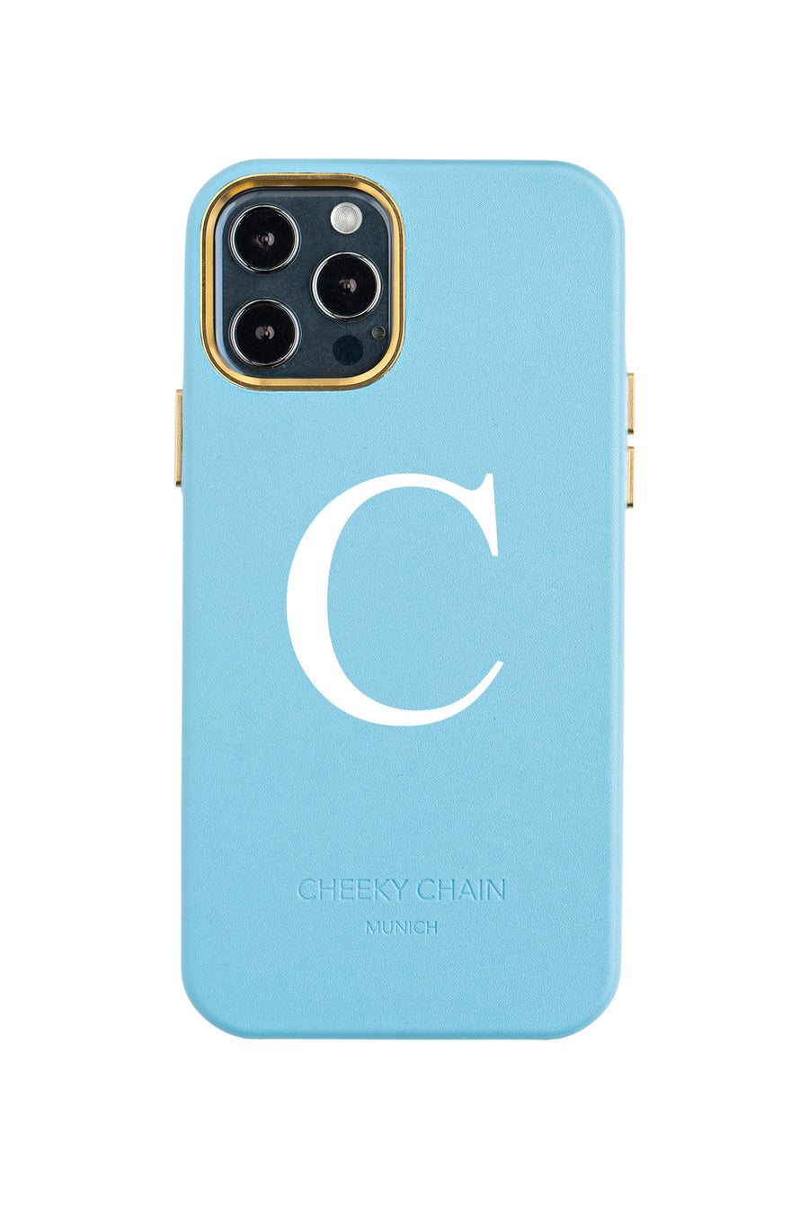 Mobile phone case blue vegan leather